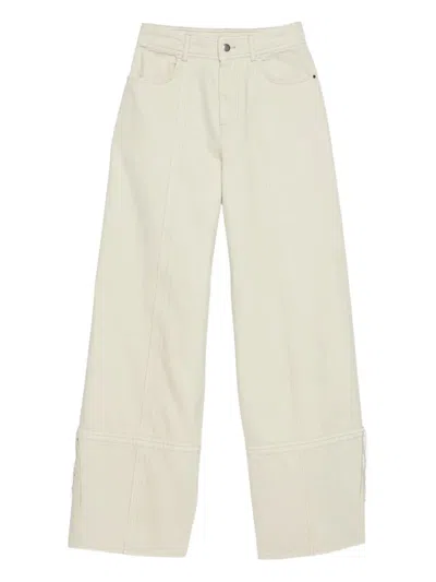 Aeron Unfinished Trim Wide Trousers In Neutral