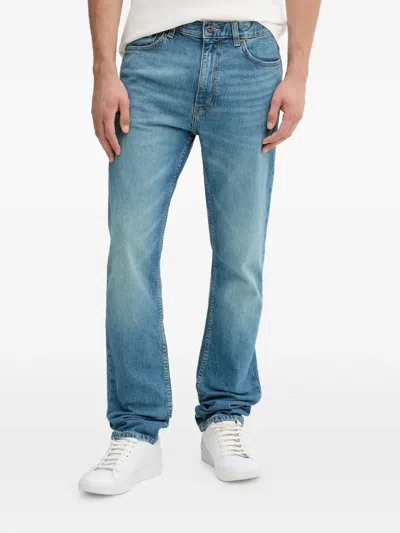 Hugo Boss Logo-patch Button-fastening Jeans In Blue