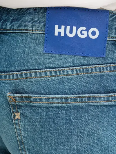 Hugo Boss Logo-patch Button-fastening Jeans In Blue