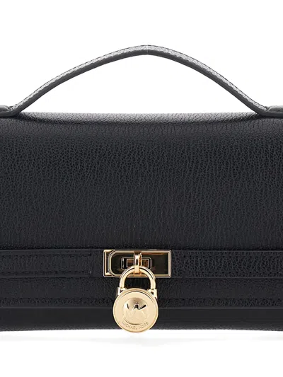 Michael Michael Kors Hamilton Moderne Padlock-detail Clutch Bag In Black