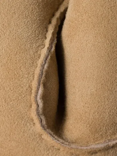 Miu Miu Shearling Gloves In Gold