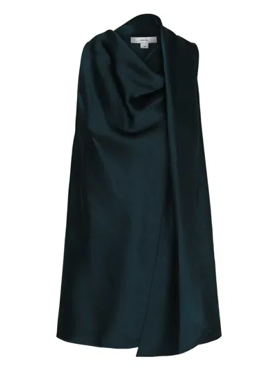 Vince Satin Top With Scarf In Blue