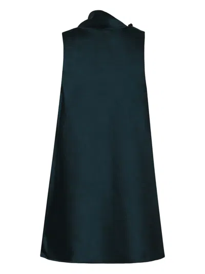 Vince Satin Top With Scarf In Blue