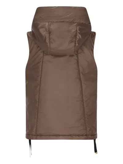 Max Mara Hooded Zip-up Gilet In Brown