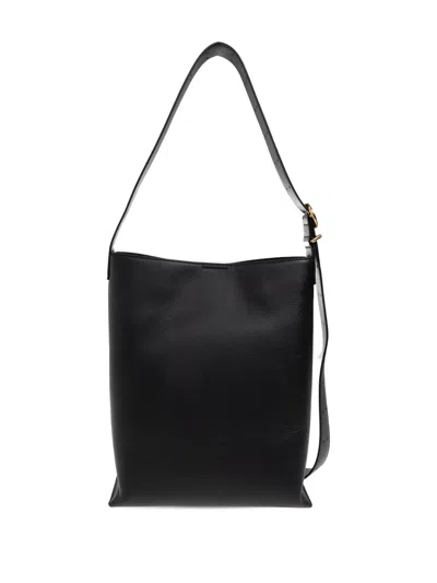 Jil Sander Small Leather Strap Shoulder Bag In Black