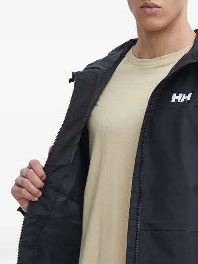 Helly Hansen Zipped Hooded Lightweight Jacket In Black