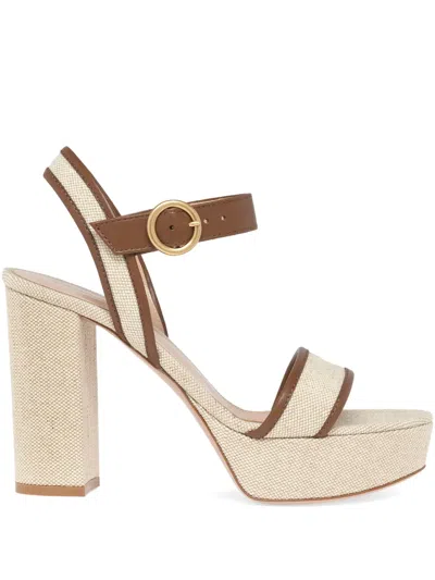 Gianvito Rossi Milos Platform Heeled Sandals In Neutral