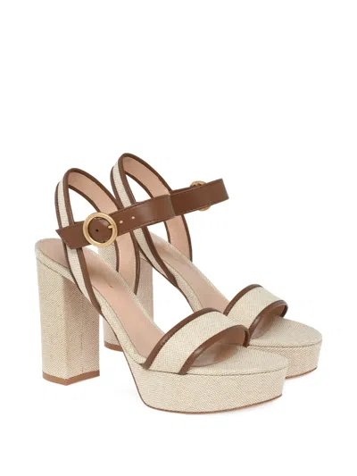 Gianvito Rossi Milos Platform Heeled Sandals In Neutral