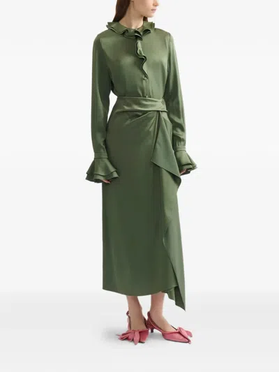 Erdem Cady Ruffled Long-sleeve Shirt In Multi