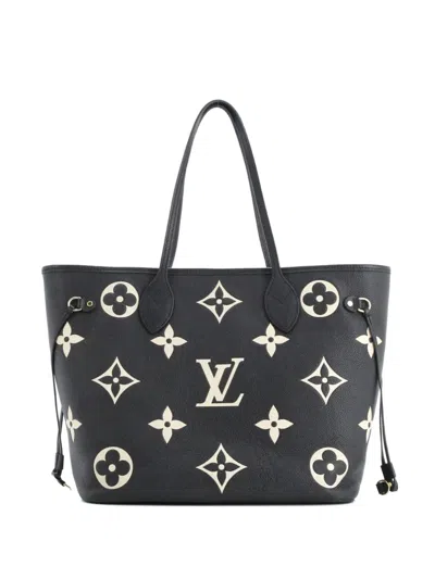Pre-owned Louis Vuitton Neverfull Nm Bicolor Monogram Empreinte Giant Mm Tote Bag In Black