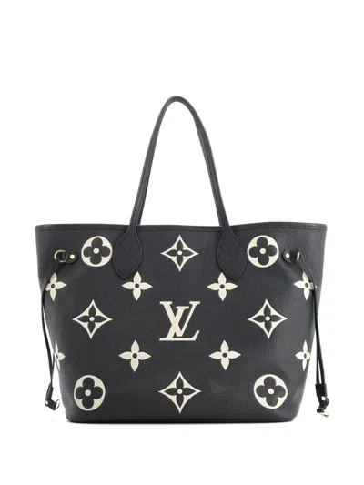 Pre-owned Louis Vuitton Neverfull Nm Bicolor Monogram Empreinte Giant Mm Tote Bag In Black