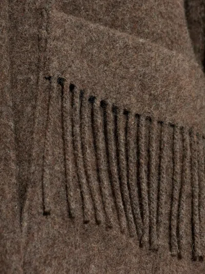 By Malene Birger Boloune Fringe Wool Coat In Brown