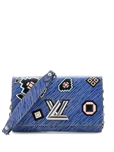 Pre-owned Louis Vuitton Twist Chain Wallet Limited Edition Azteque Epi Leather Crossbody Bag In Blue