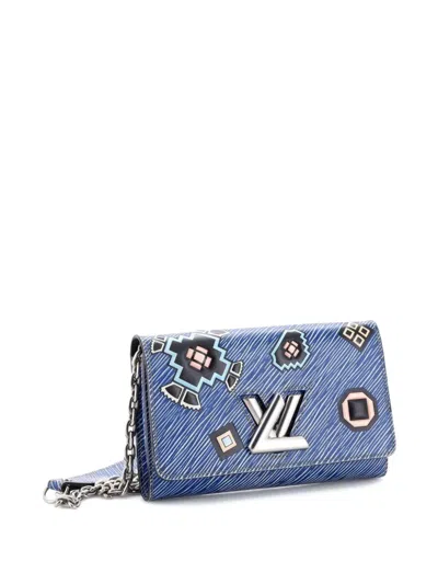 Pre-owned Louis Vuitton Twist Chain Wallet Limited Edition Azteque Epi Leather Crossbody Bag In Blue