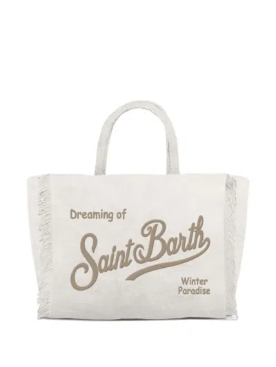 Mc2 Saint Barth Colette Fringed-velvet Tote Bag In White
