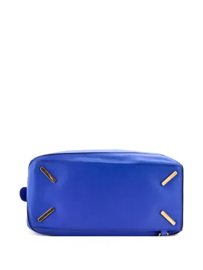 Pre-owned Loewe Puzzle Bag Leather Large Satchel In Blue