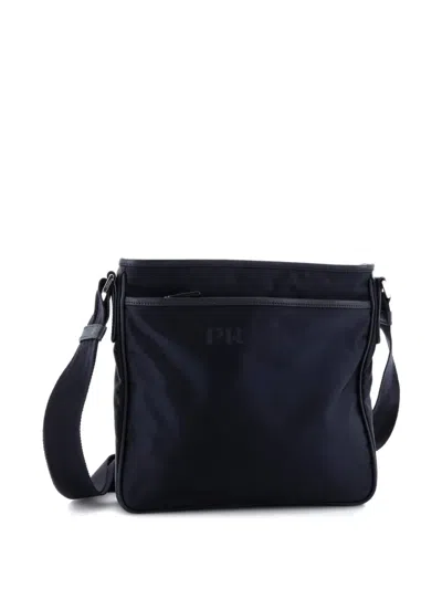 Pre-owned Prada Front Pocket Messenger Bag Tessuto Medium Crossbody Bag In Black