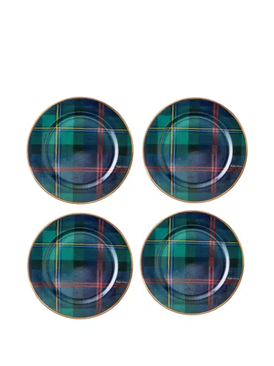 Ralph Lauren Plaid-pattern Plates (set Of Four) In Multi