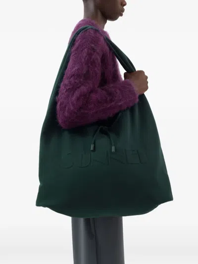 Sunnei Multitasking Sweatbag Embossed Shoulder Bag In Blue