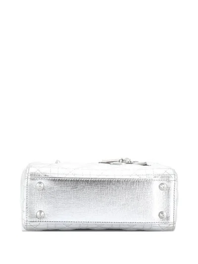 Pre-owned Dior My Lady  Bag Cannage Quilted Leather Satchel In Silver