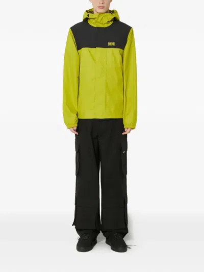 Helly Hansen Vancouver Hooded Colour-block Rain Jacket In Green