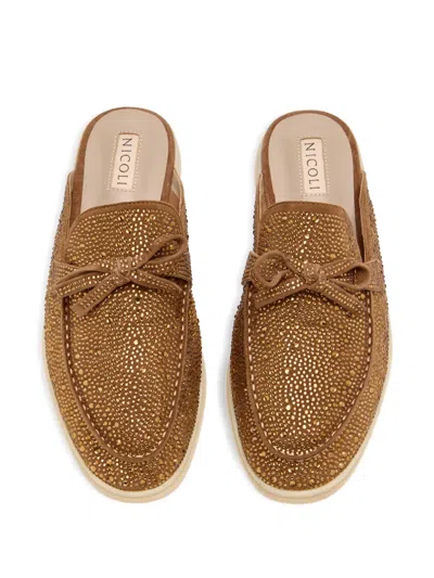 Nicoli Jezelinda Bow-detail Mules In Brown