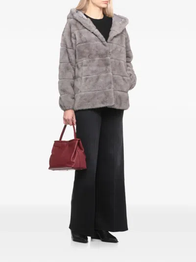 Betta Corradi Hooded Faux-fur Jacket In Gray