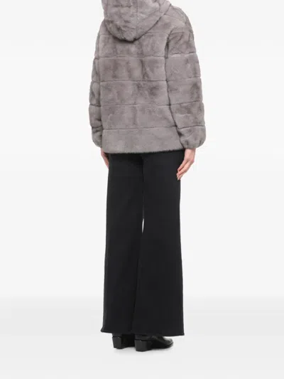 Betta Corradi Hooded Faux-fur Jacket In Gray