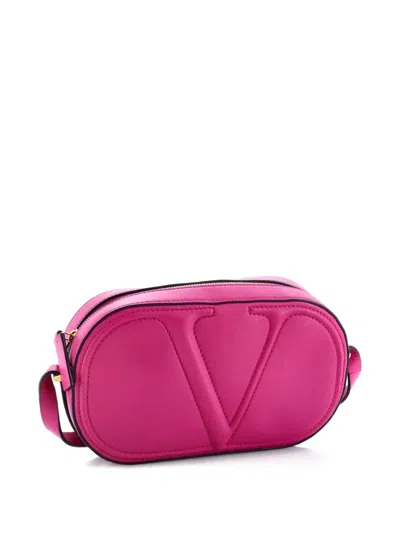 Pre-owned Valentino Garavani Vlogo Walk Leather Crossbody Bag In Pink