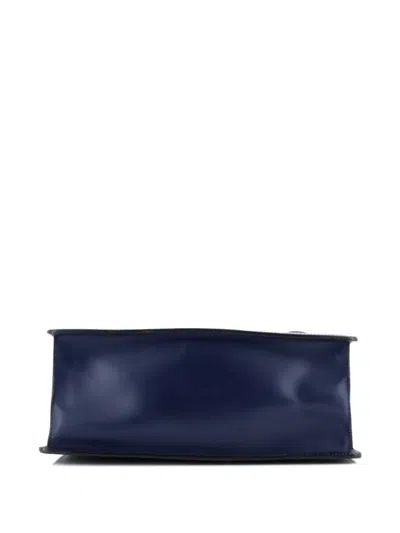 Pre-owned Gucci Sylvie Top Handle Bag Leather Medium Satchel In Blue