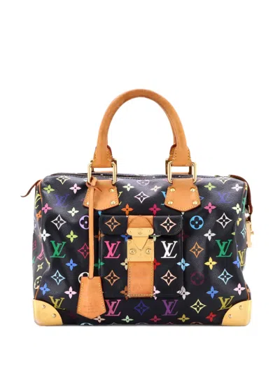Pre-owned Louis Vuitton Speedy Handbag Monogram Multicolor 30 Satchel In Black