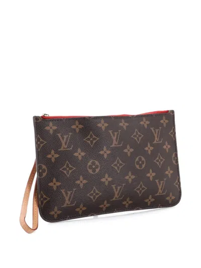 Pre-owned Louis Vuitton Neverfull Pochette Monogram Canvas Large Pouch In Brown
