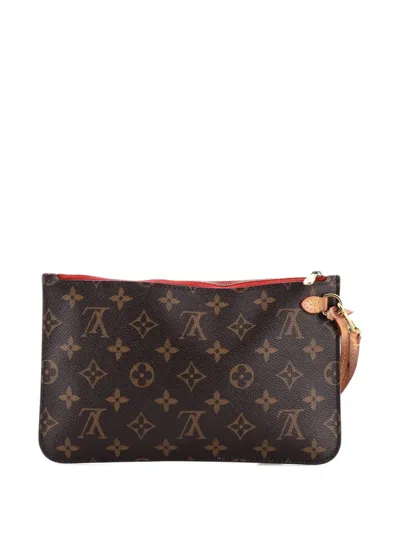 Pre-owned Louis Vuitton Neverfull Pochette Monogram Canvas Large Pouch In Brown