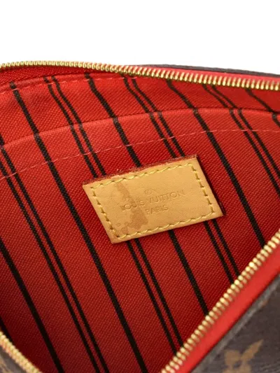 Pre-owned Louis Vuitton Neverfull Pochette Monogram Canvas Large Pouch In Brown