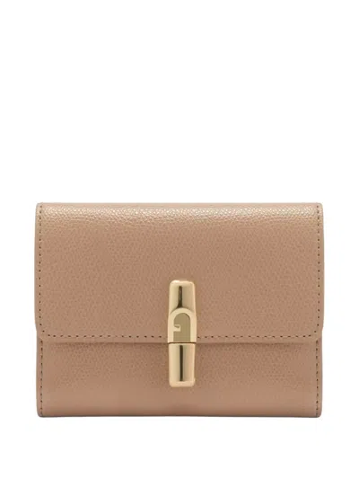 Furla Iride Grained Compact Wallet In Gold