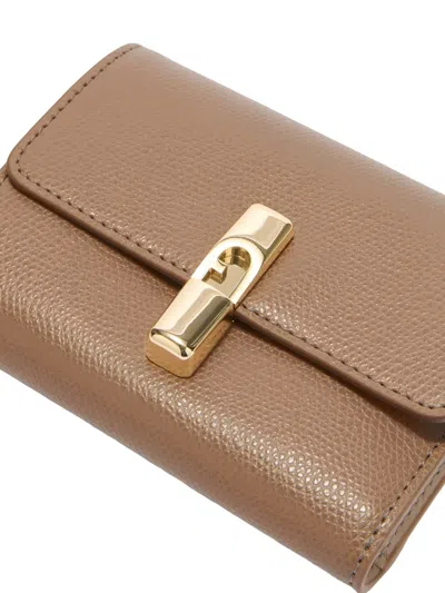 Furla Iride Grained Compact Wallet In Gold