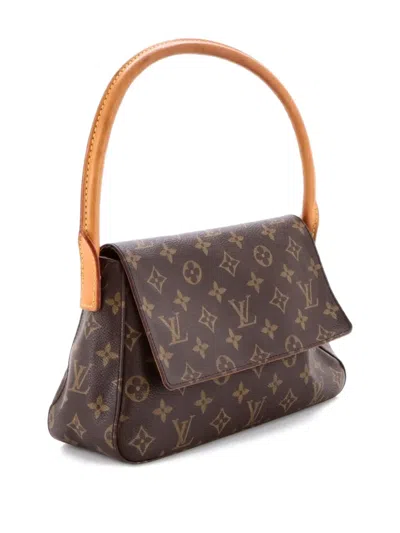 Pre-owned Louis Vuitton Looping Handbag Monogram Canvas Mini Satchel In Brown