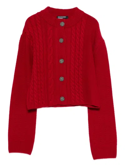 Enfants Riches Deprimes Long-sleeved Knitted Cardigan In Red