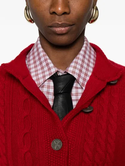 Enfants Riches Deprimes Long-sleeved Knitted Cardigan In Red