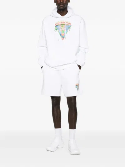 Casablanca Drawstring Graphic Track Shorts In White