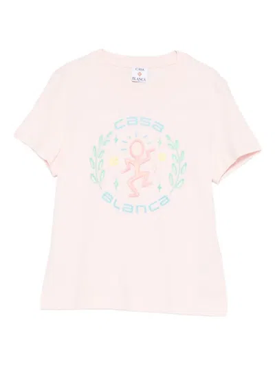 Casablanca Graphic Cotton T-shirt In Pink