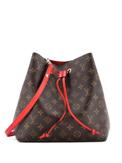 Pre-owned Louis Vuitton Neonoe Handbag Monogram Canvas Mm Bucket Bag In Brown