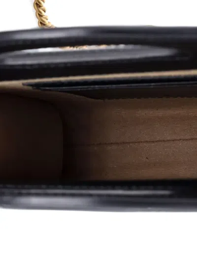 Pre-owned Gucci Gg Marmont Top Handle Convertible Chain Tote Matelasse Leather Mini Crossbody Bag In Black