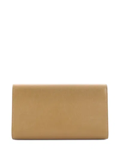 Pre-owned Saint Laurent Belle De Jour Leather Large Clutch Bag In Brown