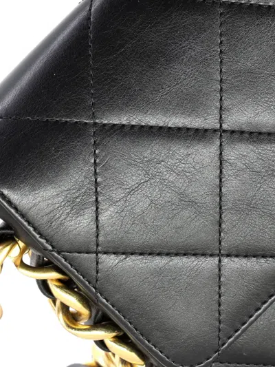 Pre-owned Chanel Framing Chain Flap Bag Quilted Calfskin Small Shoulder Bag In Black
