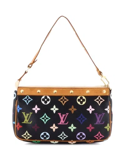 Pre-owned Louis Vuitton Pochette Accessoires Monogram Multicolor Clutch Bag In Black