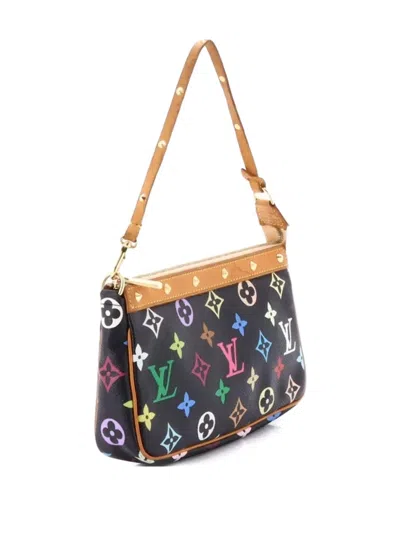 Pre-owned Louis Vuitton Pochette Accessoires Monogram Multicolor Clutch Bag In Black