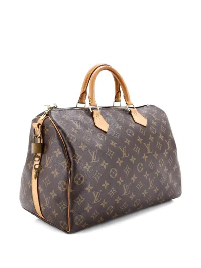 Pre-owned Louis Vuitton Speedy Bandouliere Bag Monogram Canvas 35 Satchel In Brown