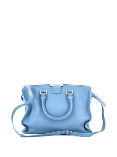 Pre-owned Saint Laurent Classic Y Cabas Leather Small Satchel In Blue
