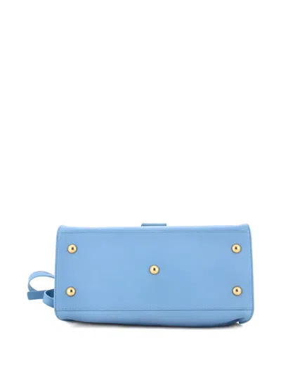 Pre-owned Saint Laurent Classic Y Cabas Leather Small Satchel In Blue